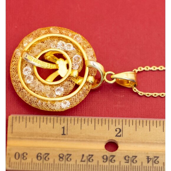 18 inch, Vintage Medallion Abstract Pendant Bronze Necklace - F38 - Picture 3 of 3